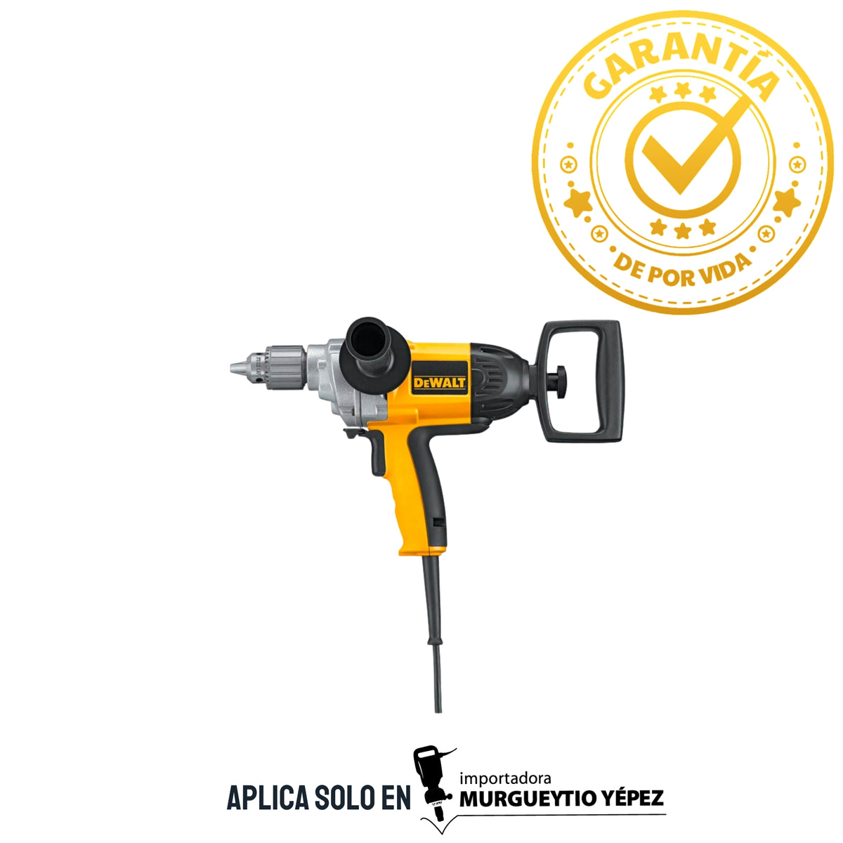 DEWALT DW130V 1/2\" Spade Handle Corded Drill – 9-Amp, 0-550 RPM, Variable Speed For Drilling & Mud Mixing
