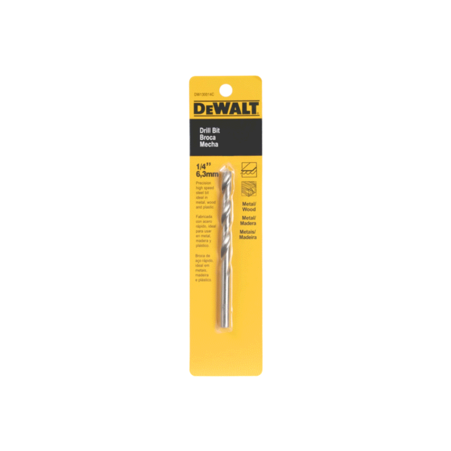 DW130014C - Broca HSS de 1/4″ para Metal y Madera