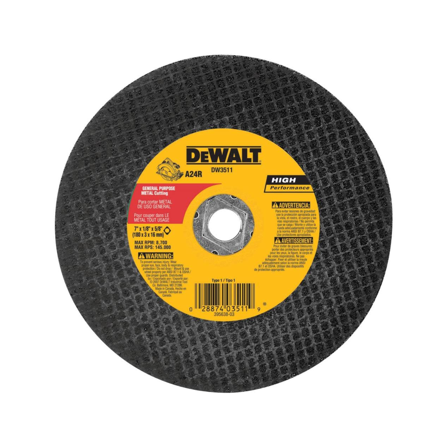 DW3511 - Hoja Abrasiva de Metal 7"