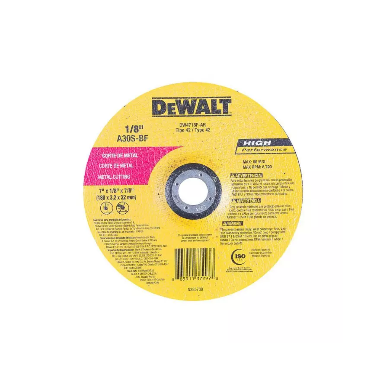 DW4718F - Disco Corte Metal 7''