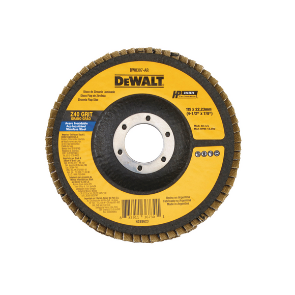 DW8307-AR - Disco Flap Zirconio 4-1/2"X7/8" G40