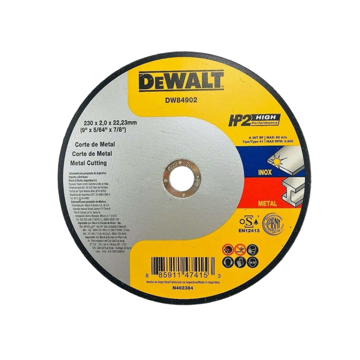 DW84902 - Disco Corte Plano Metal 9''