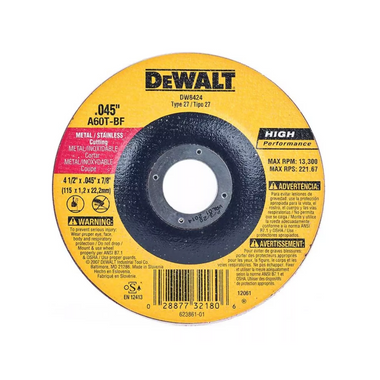 DW8424 - Disco Corte Acero Inoxidable 4-1/2''