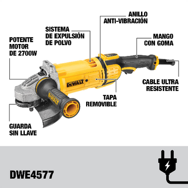 Amoladora Angular  7'' 2700W 110V 8500RPM DWE4577 - 0